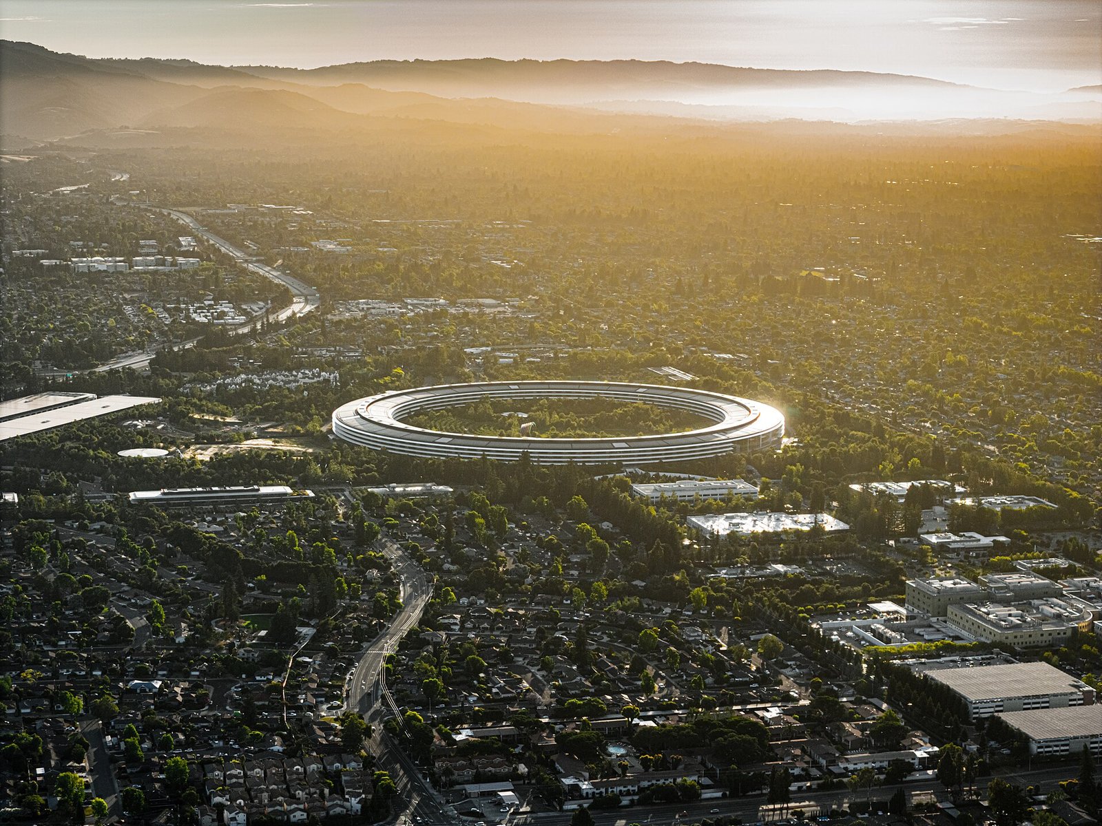 Vista aérea de Apple Park, sede de Apple en Cupertino, California