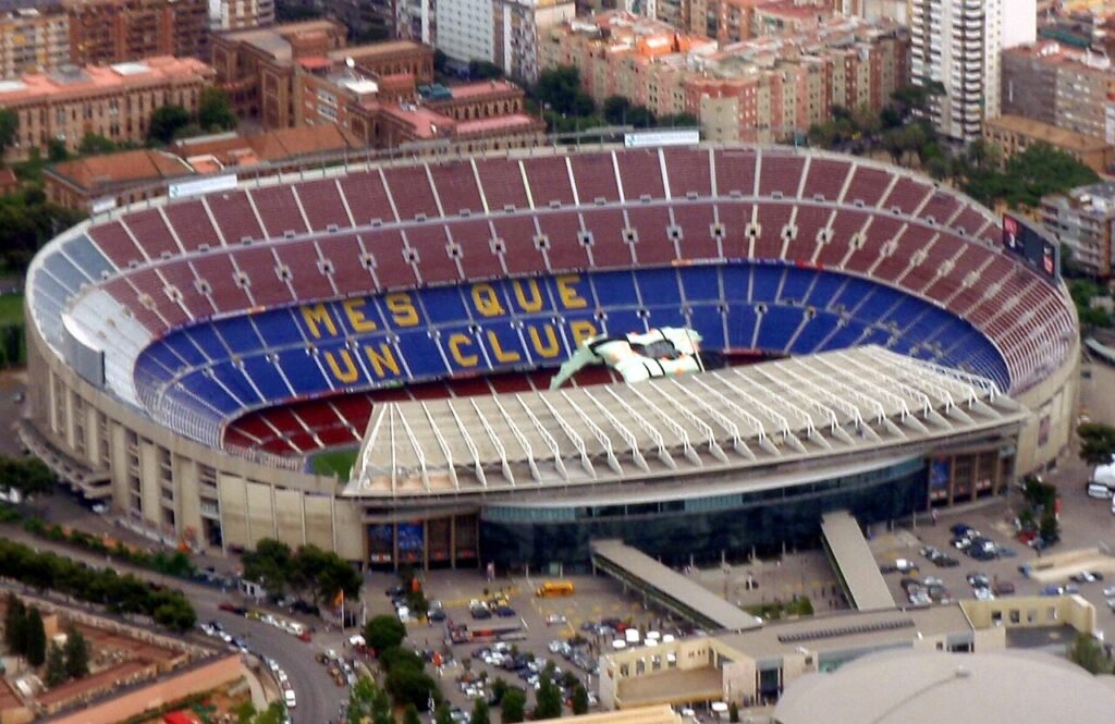 Vista aérea del estadio Camp Nou del FC Barcelona