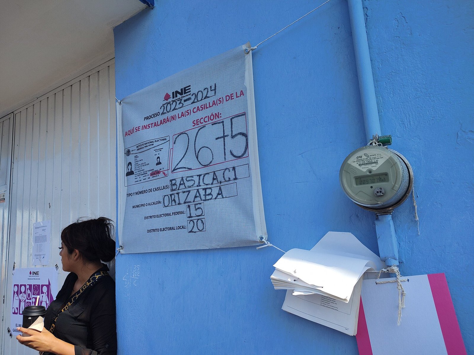 Casilla electoral instalada en una escuela de Orizaba, Veracruz, durante la elección de 2024