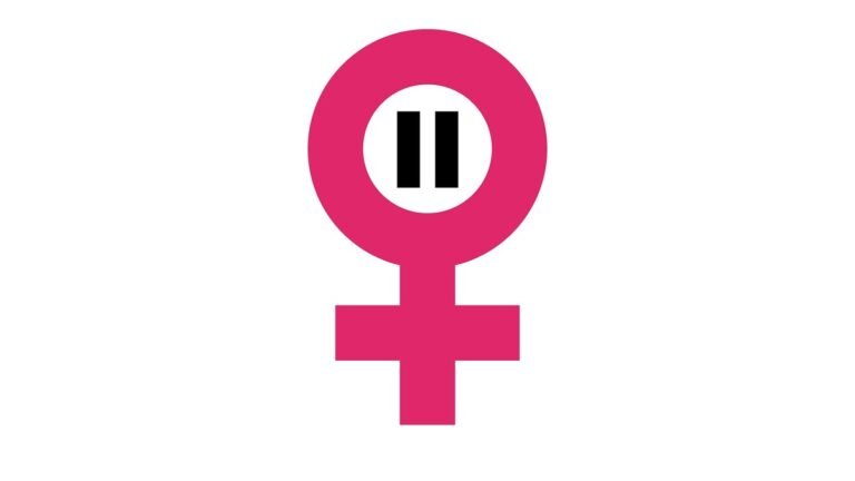 Símbolo de la menopausia: signo femenino con un símbolo de pausa