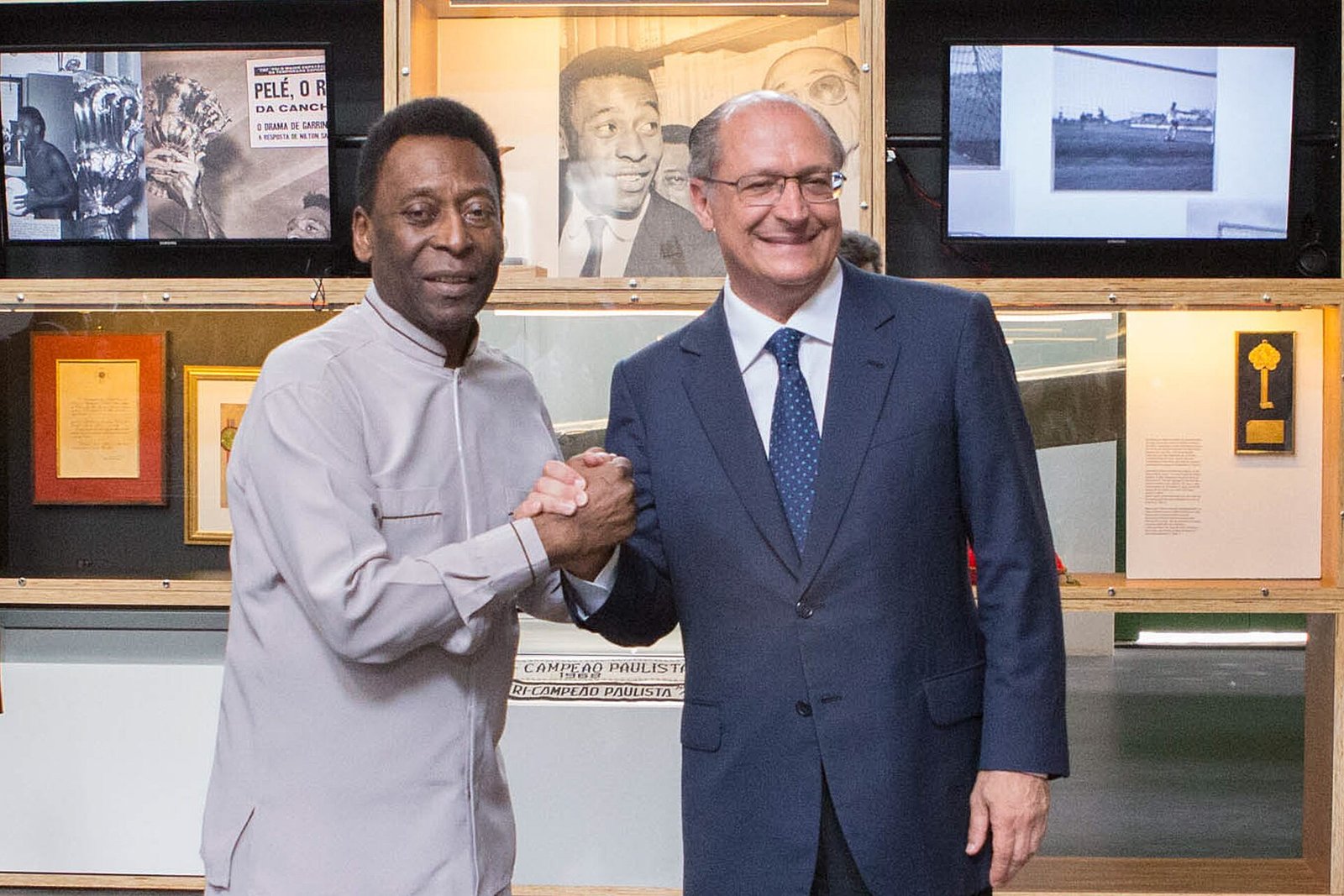 Pelé en la inauguración del Museu Pelé en Santos