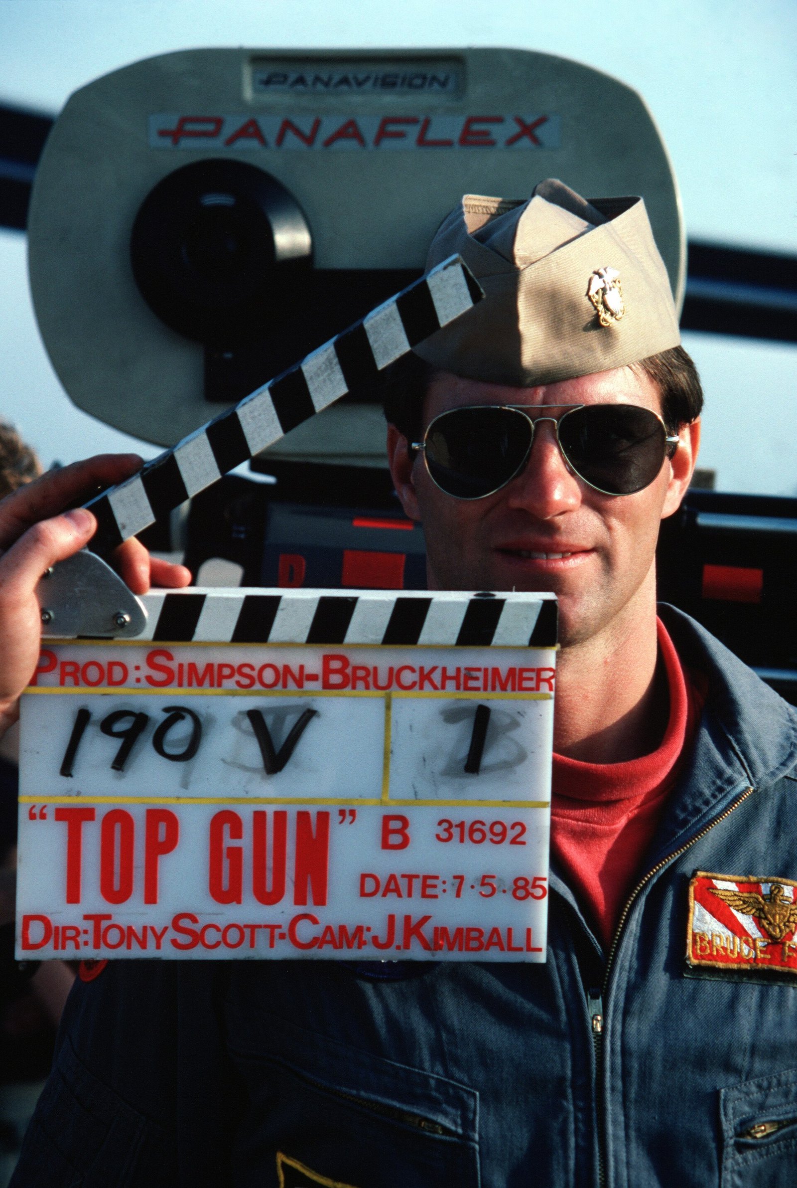 Claqueta durante la filmación de Top Gun en 1985